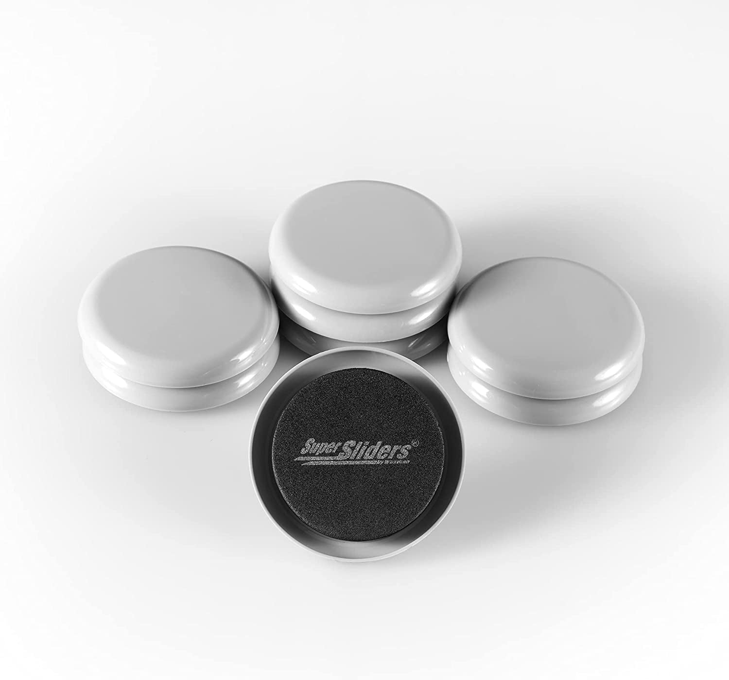 Super Sliders 2 1/2" round Reusable Furniture Sliders- Easily Move Small to Medium Sized Items across Carpet 8 Pack Gray