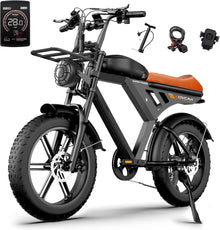 MOVCAN V30 Series Electric Bike for Adults, 3000W/1500W/1000W Motor, 20" Fat Tire Ebike, 37.5MPH/32MPH/28MPH, 120/70Miles, 48V 40Ah/31.2/15.6Ah Dual Battery Motorcycle Ebike for Commuting/Off-Roading