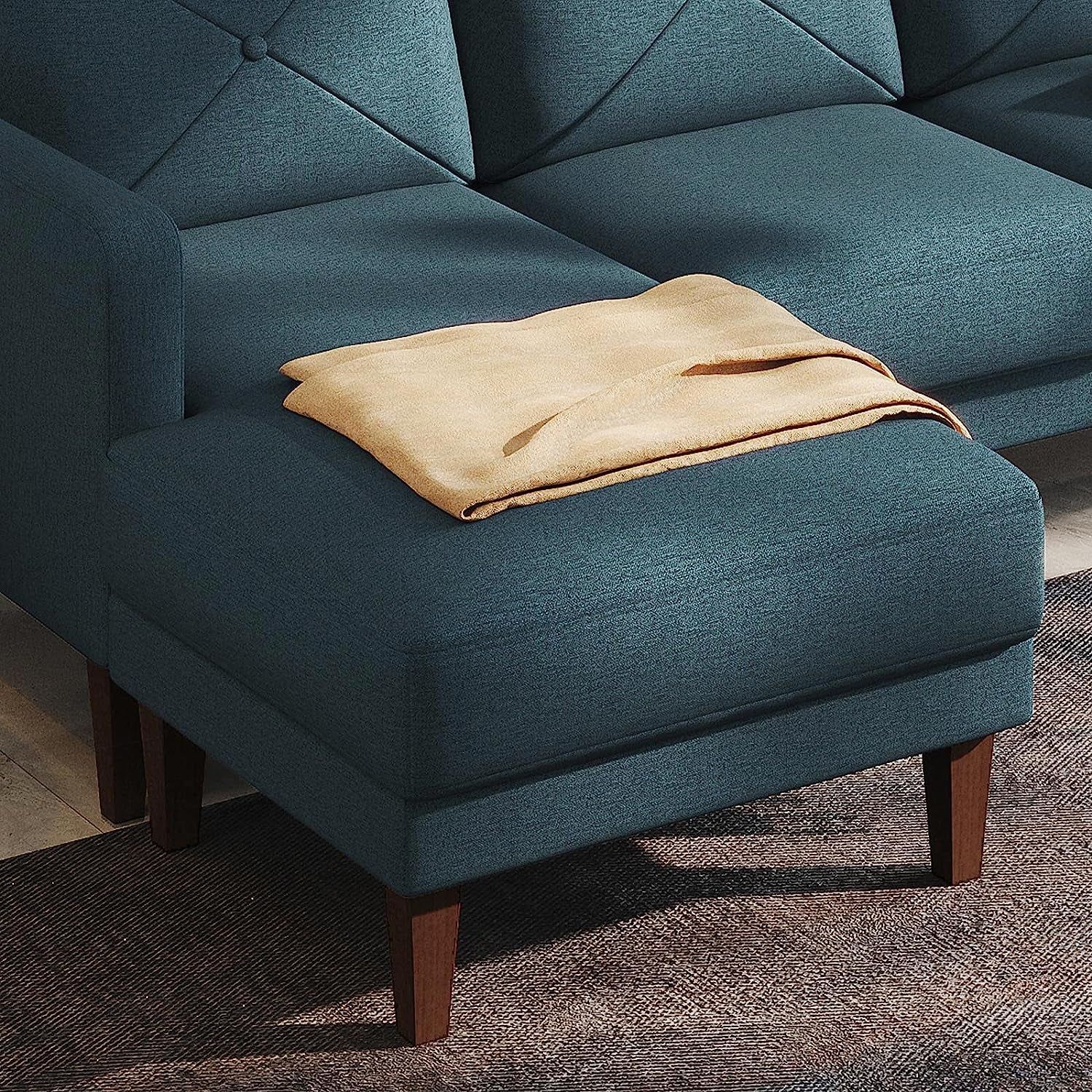 Belffin Convertible Sectional Sofa Couch with Chaise L Shaped Reversible Blue