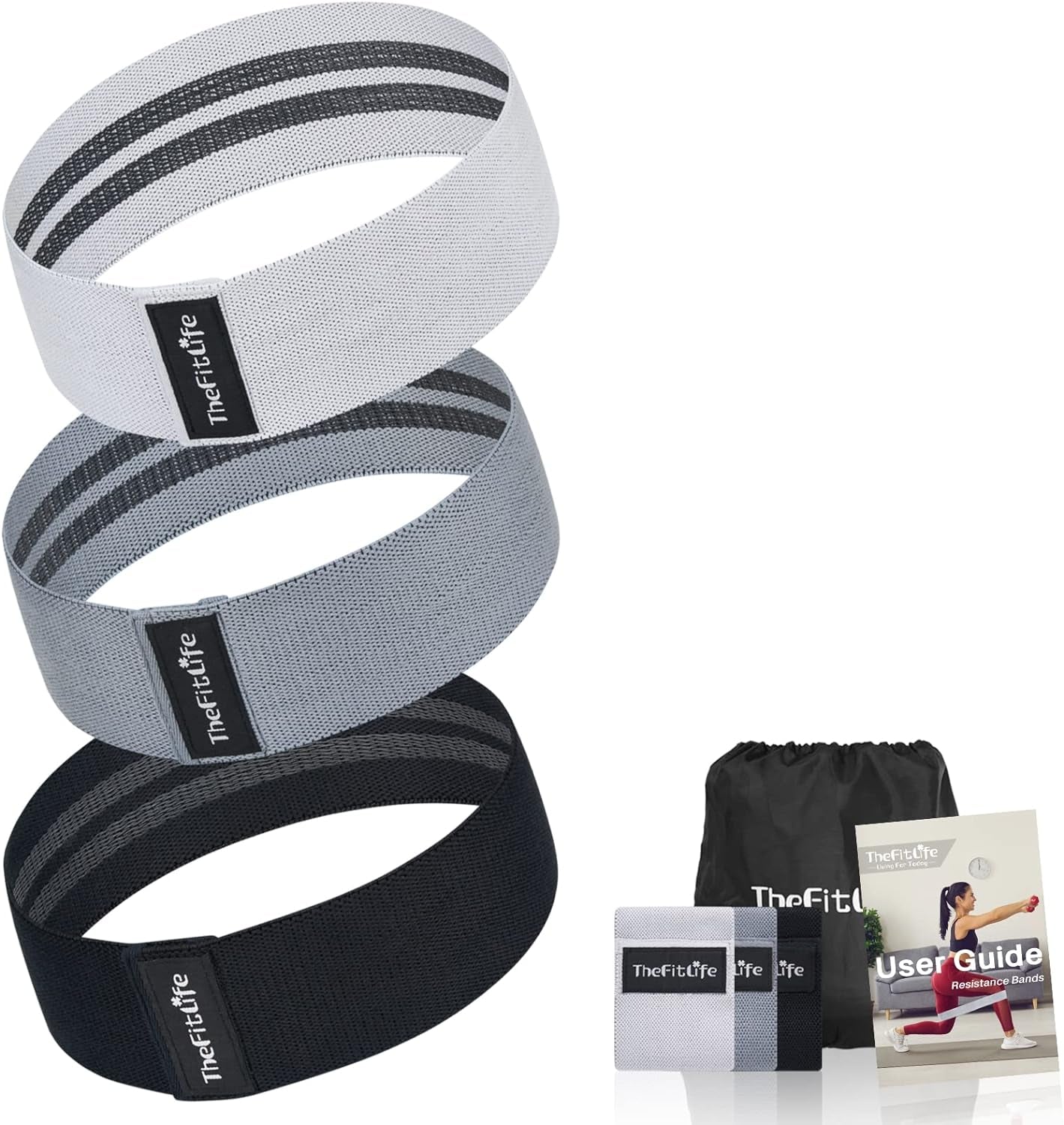 Thefitlife Resistance Exercise Bands for Women - Fabric Workout Bands for Booty, Hip, Glute, Leg, Thigh, Squat, Butt Lift Excersize and Fitness Loop Bands for Home Gym