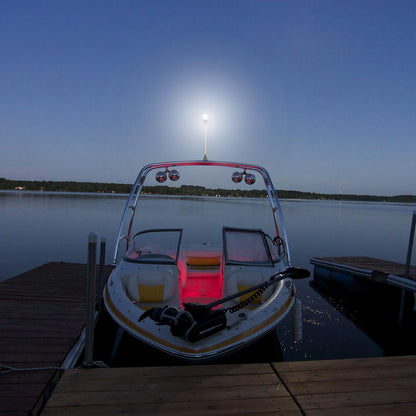 Young Marine Boat Anchor Light 3-Nautical Mile White LED Fold down Stern Light for Pontoon and Fishing Boat All round 360° White LED 12-24V (9" Foldable)