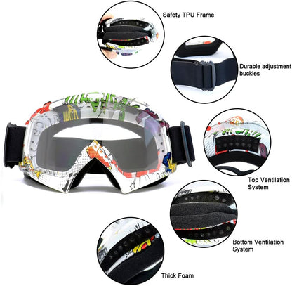 SPOSUNE Dirt Bike ATV Goggles UV400 Motorcycle Goggles for Men Women Youth Motocross Riding Goggles Windproof Dustproof