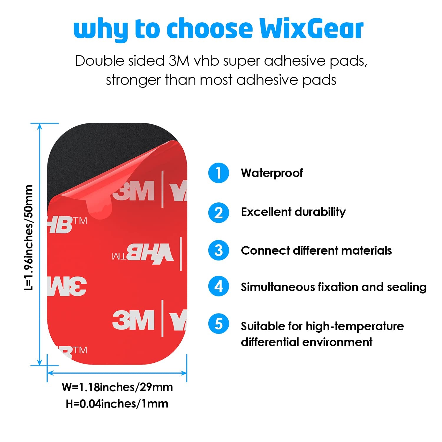 Wixgear 3M [6 Pack] Sticky Adhesive Pads Replacement Mounting Tape, Dashboard Sticker for Magnetic Phone Car Mount, Double Sided 3M Adhesive Pads, with 2 Dry Wipes