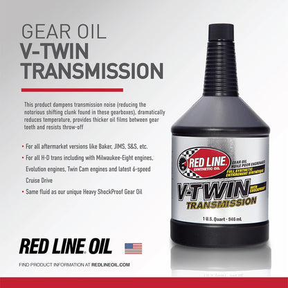 Red Line 42804 Full Synthetic Gear Oil, V-Twin Transmission Oil with Shockproof - 1 Quart