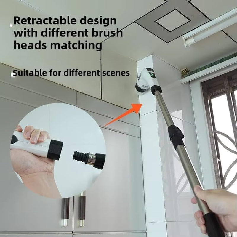 Electric Spin Scrubber, Cordless Cleaning Brush with 9 Replaceable Brush Heads, Tub and Floor Tile 360 Power Scrubber Dual Speed with Adjustable Detachable Handle for Bathroom Kitchen Car (9)