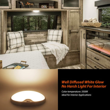 Dream Lighting 12V RV Interior Light with On/Off Switch 6 Inch Oval LED Ceiling Light 4.5W 3500K Soft White Lighting, Pack of 1