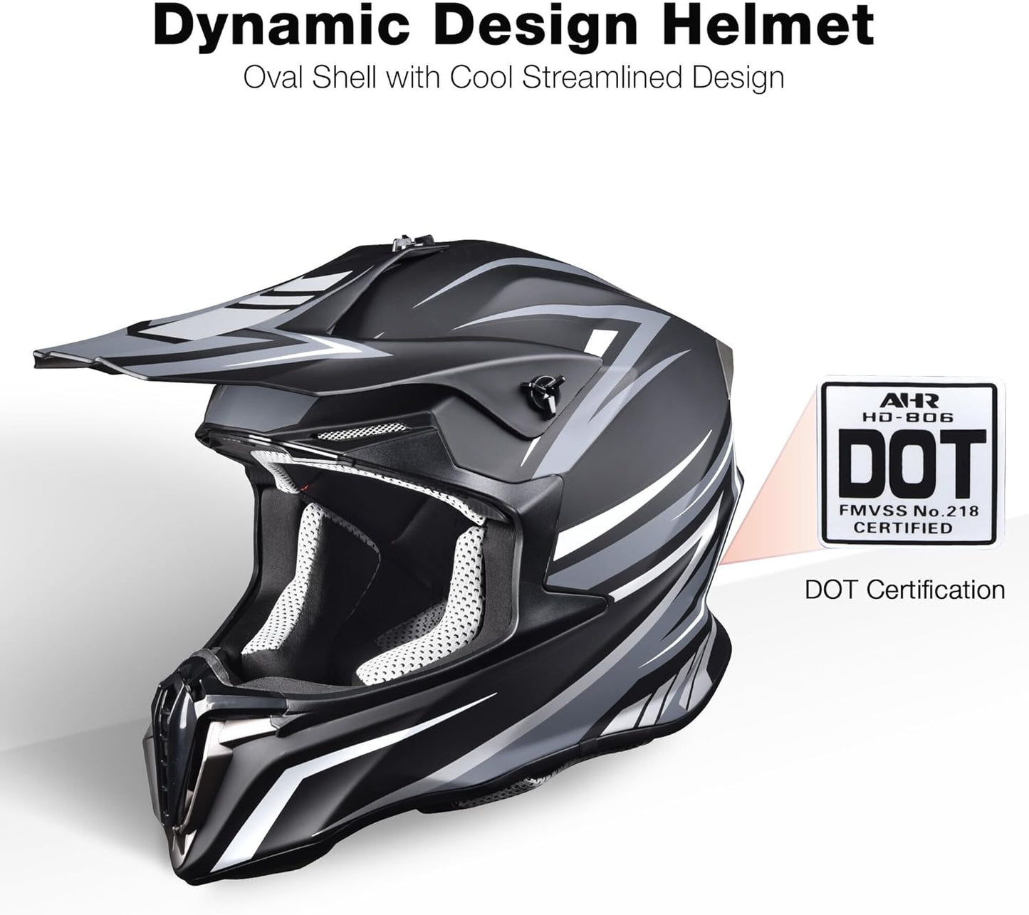 AHR Adult Offroad Dirt Bike Helmet Motocross ATV Dirtbike Outdoor BMX MX Full Face Motorcycle Helmet DOT Approved