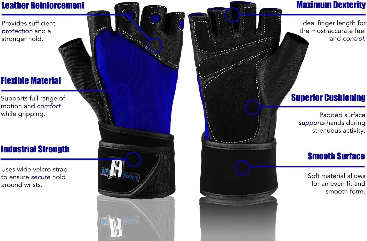 Rimsports Premium Leather Weight Lifting Gloves with Wrist Support for Supreme Protection Wrist Wrap Gloves with Palm Padded and Thumb Protected Workout Gloves for Weightlifting, Pullups & Deadlift