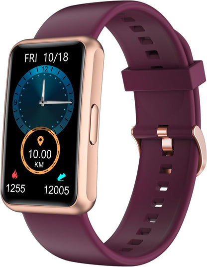 HUAKUA Fitness Tracker No Bluetooth No APP No Phone Needed, Fitness Watch for Men Women Parents IP68 Waterproof with Full Touch Screen Steps Calories Counter Sleep Tracker Alarm Clocks (Purple)