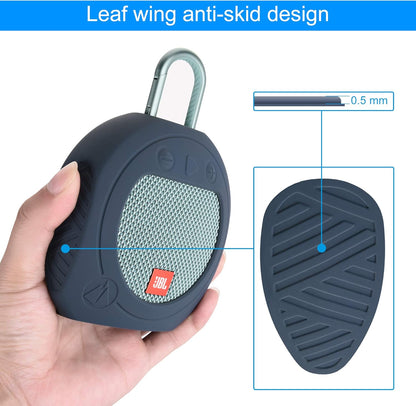 Txesign Protective Silicone Stand up Carrying Case for JBL Clip 3 Waterproof Portable Speaker(Blue)