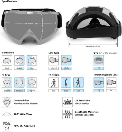 SPOSUNE Dirt Bike ATV Goggles UV400 Motorcycle Goggles for Men Women Youth Motocross Riding Goggles Windproof Dustproof