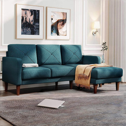 Belffin Convertible Sectional Sofa Couch with Chaise L Shaped Reversible Blue