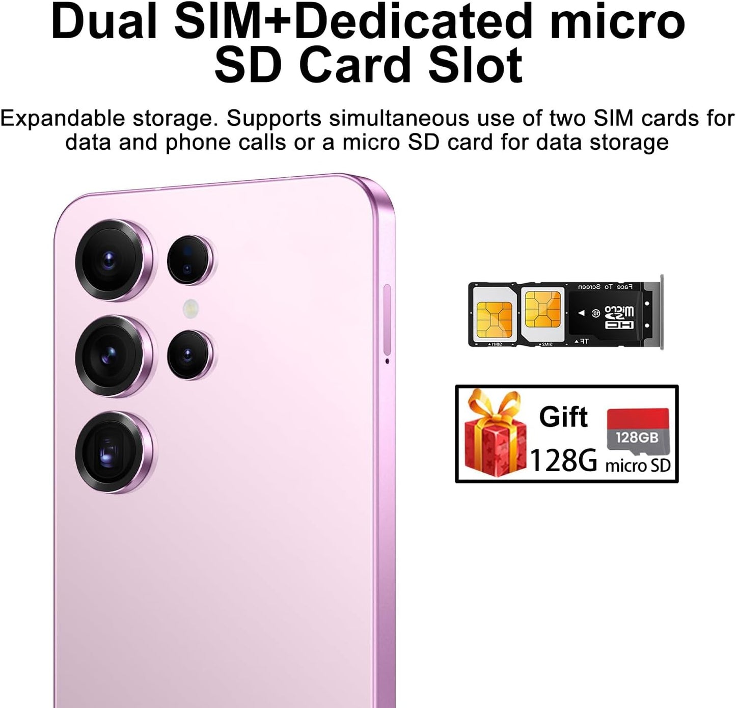 X25 Ultra Unlocked Android Smartphone, Dual SIM 5G, 8GB RAM + 128GB Storage with 128GB Memory Card, High-Performance Processor, 6800mAh Battery, 6.8" HD Display (Sakura Pink)