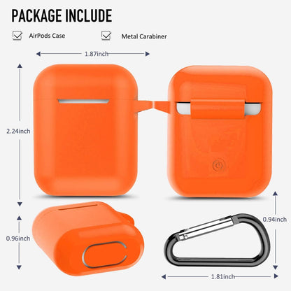 Coffea Protective Silicone Case with Keychain for Apple Airpods 1 & 2 (Front LED Not Visible) (Vibrant Orange)