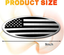 Tailgate Emblem for Ford F150 F250 F350 Silver American Flag 9 Inch Front Grill Emblem for Ford Emblem, Aluminum Oval Overlay Front Grill Rear Tailgate American Flag Decal Badge(Silver)