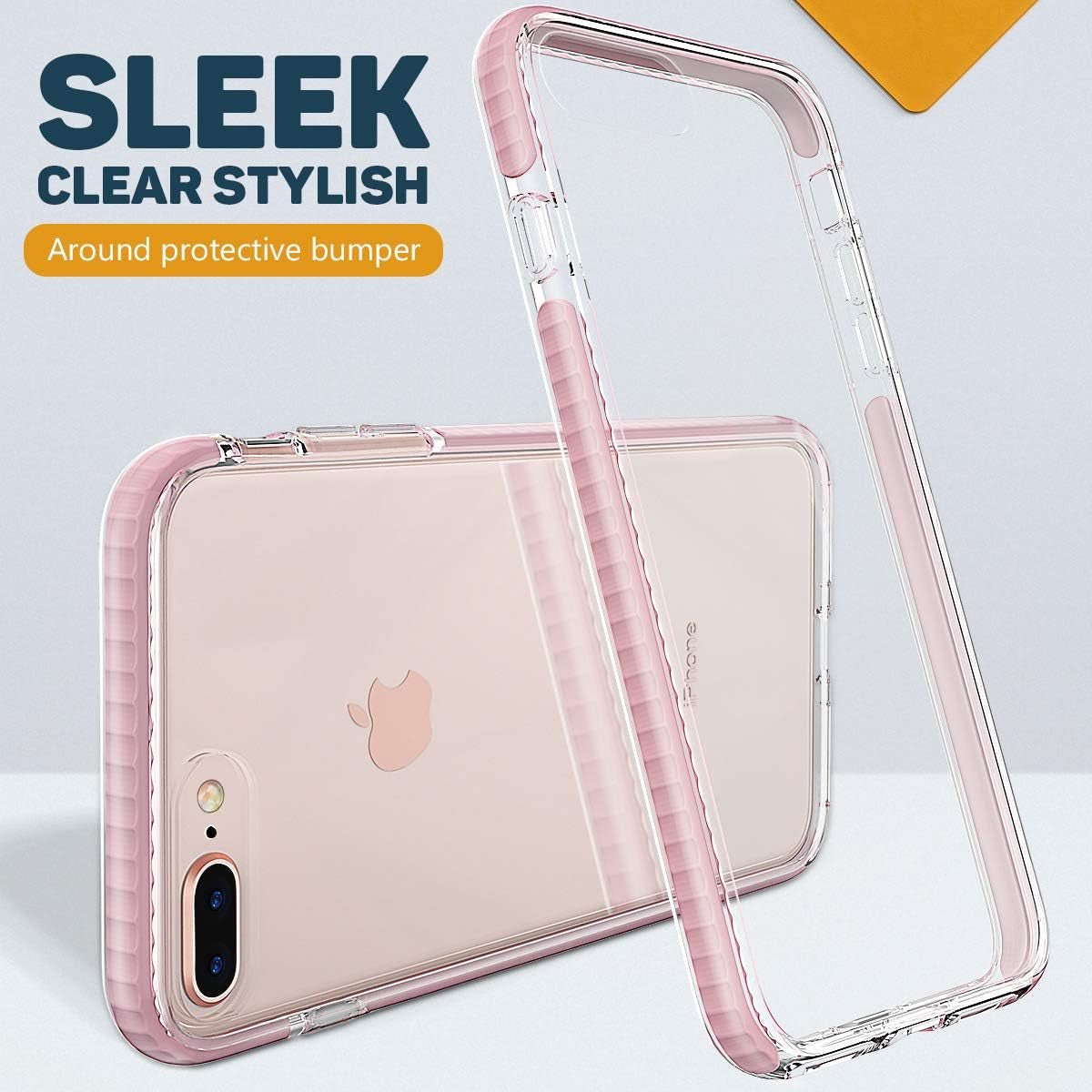 MATEPROX Compatible with Iphone 8 plus Case Compatible with Iphone 7 plus Case Clear Shield Heavy Duty Anti-Yellow Anti-Scratch Shockproof Cover (Pink)
