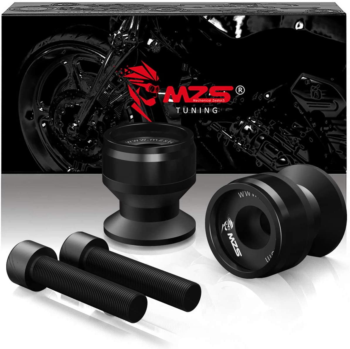 MZS 8MM Swingarm Spools Sliders Stand Universal M8 Black Compatible with CBR 600 F2 F3 F4 F4I CBR600RR CBR1000RR GSXR600 GSXR750 GSXR1000 GSXS750 SV650 ZX6R ZX10R Z650 Z900 Z1000 EX400 EX650 Daytona