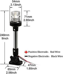 Young Marine Boat Anchor Light 3-Nautical Mile White LED Fold down Stern Light for Pontoon and Fishing Boat All round 360° White LED 12-24V (9" Foldable)