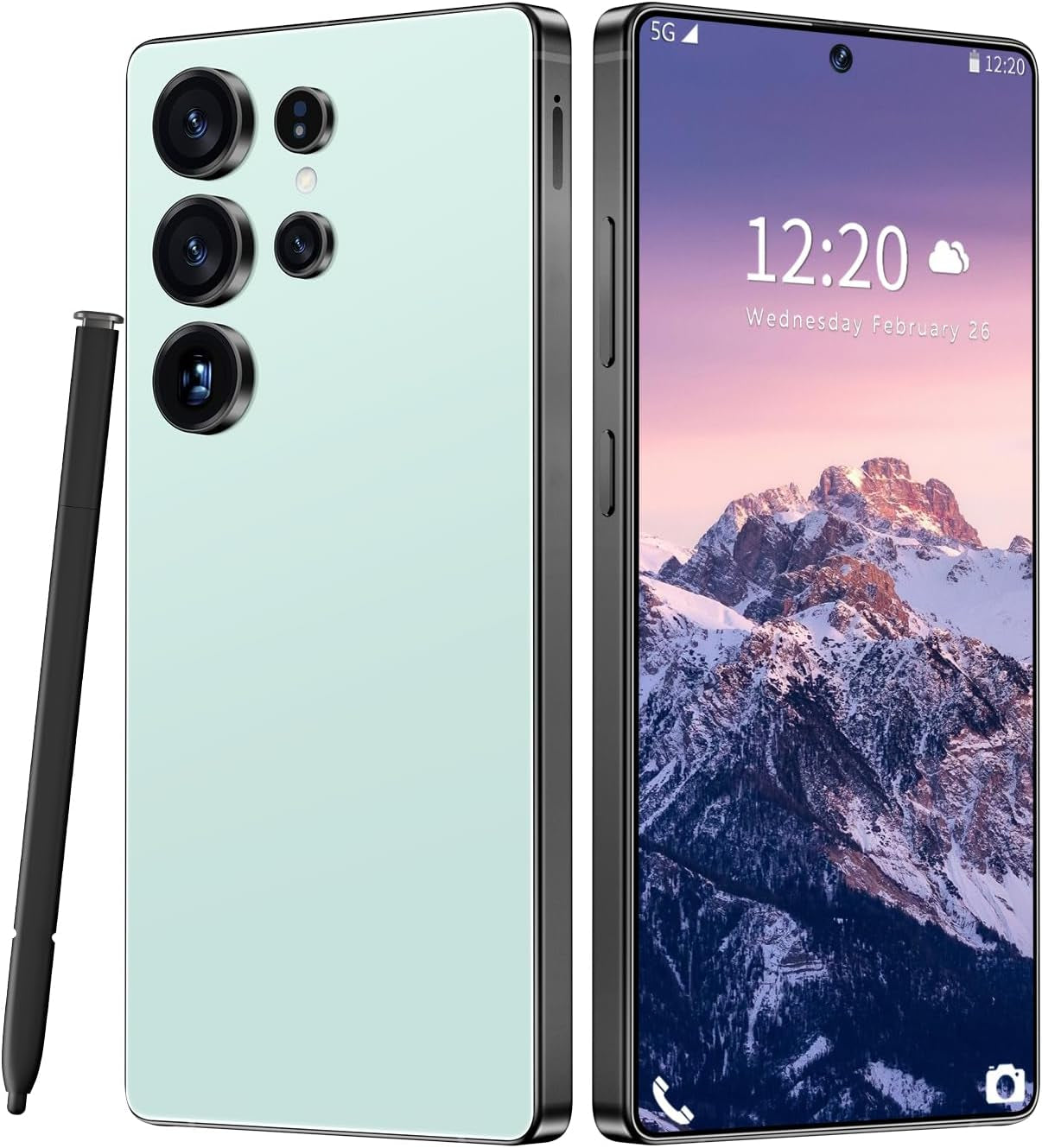 Huness I25 Ultra Unlocked Cell Phone,Built in Pen,16+1Tb Unlocked Phone, Android 14 Battery 7000Mah 6.99" HD Screen Smartphone, 5G/Face Id/Fingerprint Lock/Dual SIM/GPS (Green, 16+1TB)