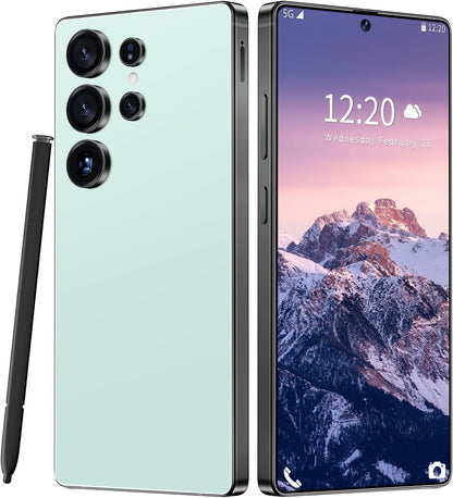 Huness I25 Ultra Unlocked Cell Phone,Built in Pen,16+1Tb Unlocked Phone, Android 14 Battery 7000Mah 6.99" HD Screen Smartphone, 5G/Face Id/Fingerprint Lock/Dual SIM/GPS (Green, 16+1TB)