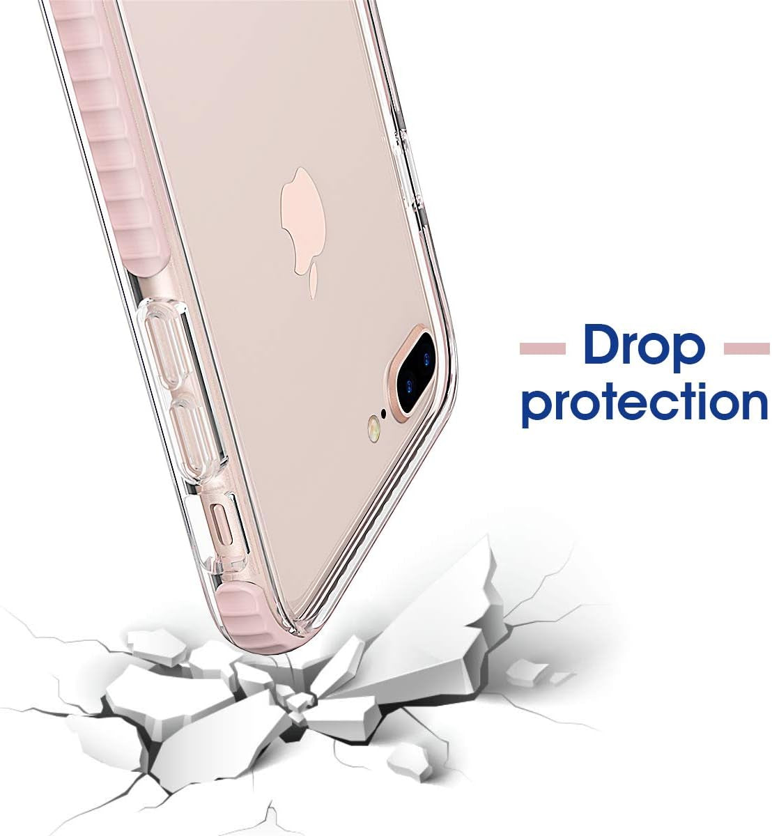 MATEPROX Compatible with Iphone 8 plus Case Compatible with Iphone 7 plus Case Clear Shield Heavy Duty Anti-Yellow Anti-Scratch Shockproof Cover (Pink)