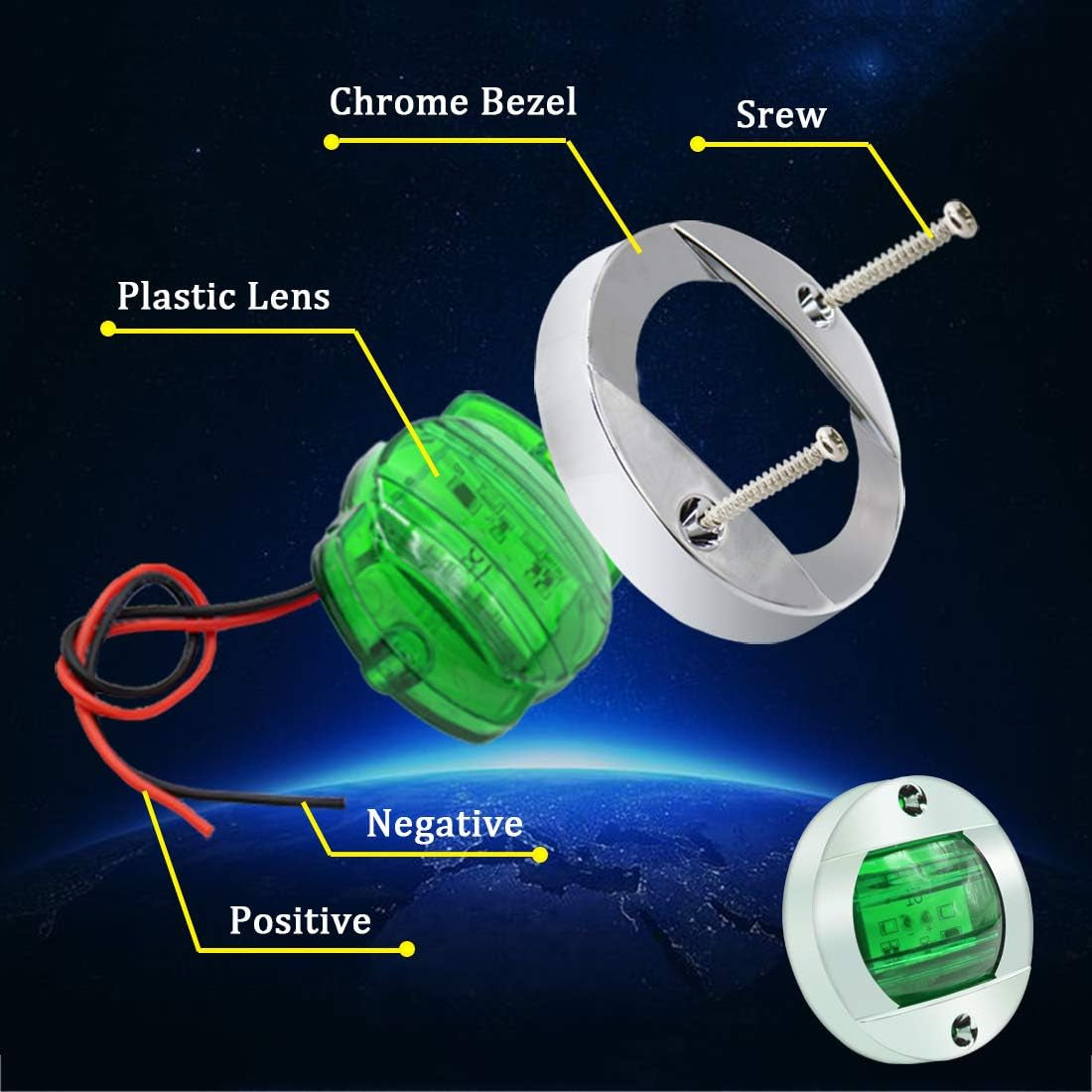 Boaton LED Night Fishing Lights - Courtesy, Deck, Navigation Lights for Boats (Green)