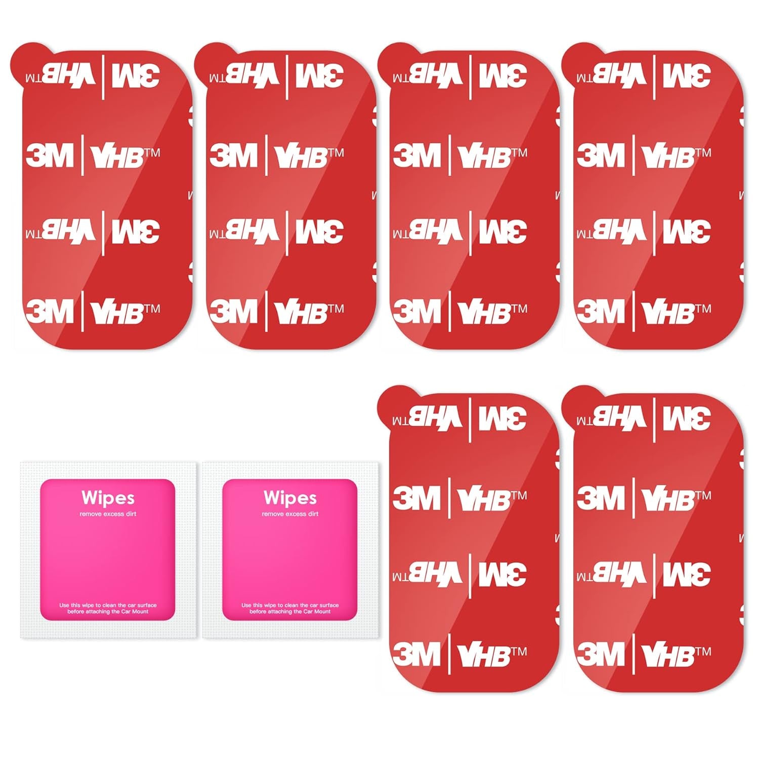 Wixgear 3M [6 Pack] Sticky Adhesive Pads Replacement Mounting Tape, Dashboard Sticker for Magnetic Phone Car Mount, Double Sided 3M Adhesive Pads, with 2 Dry Wipes