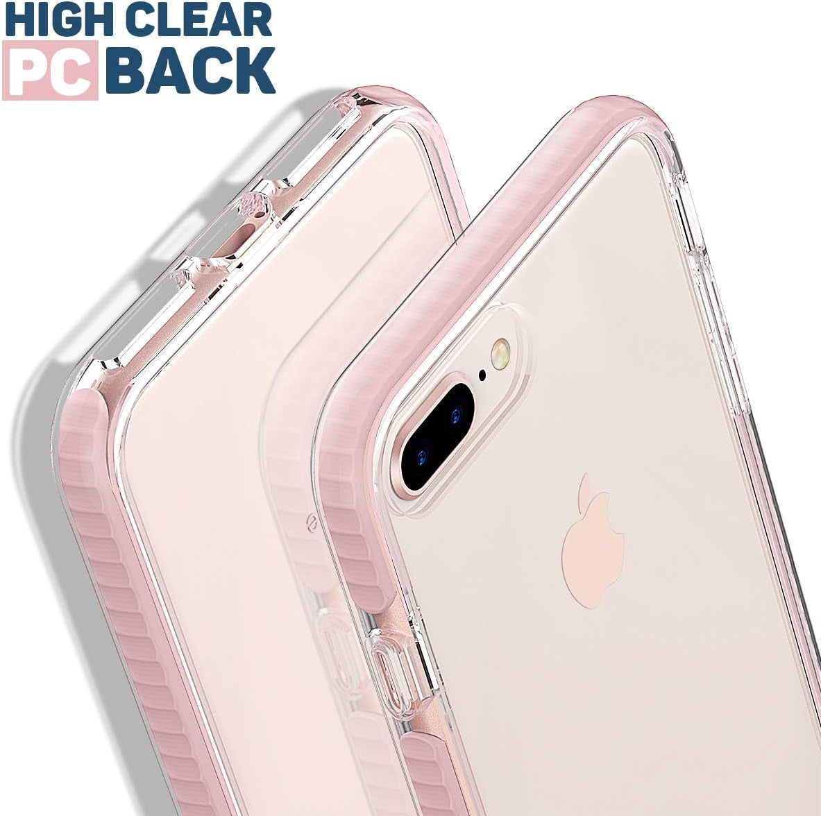 MATEPROX Compatible with Iphone 8 plus Case Compatible with Iphone 7 plus Case Clear Shield Heavy Duty Anti-Yellow Anti-Scratch Shockproof Cover (Pink)