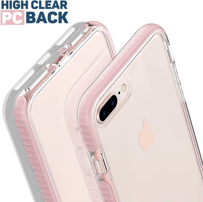 MATEPROX Compatible with Iphone 8 plus Case Compatible with Iphone 7 plus Case Clear Shield Heavy Duty Anti-Yellow Anti-Scratch Shockproof Cover (Pink)