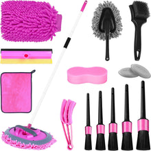 Pink 62" Car Wash Brush with Long Handle,Chenille Microfiber Car Wash Mop Sponge Mitt ,Windshield Window Squeegee,Wheel Brush,Car Detailing Brushes,Car Duster,Towel,Car Cleaning Kit for Cars RV Truck