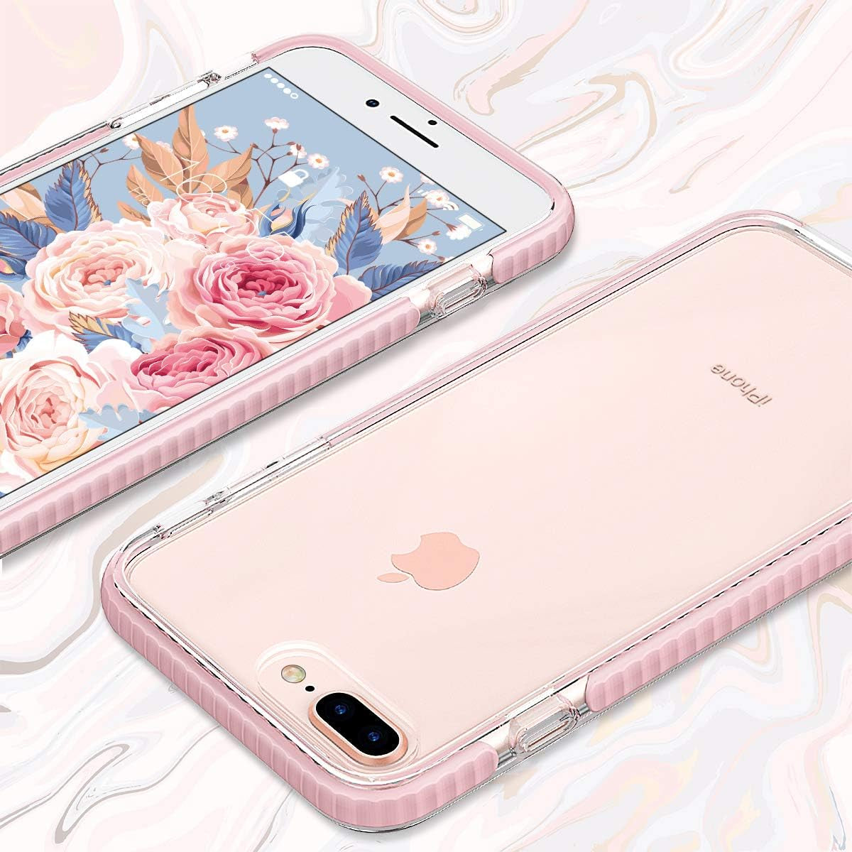 MATEPROX Compatible with Iphone 8 plus Case Compatible with Iphone 7 plus Case Clear Shield Heavy Duty Anti-Yellow Anti-Scratch Shockproof Cover (Pink)