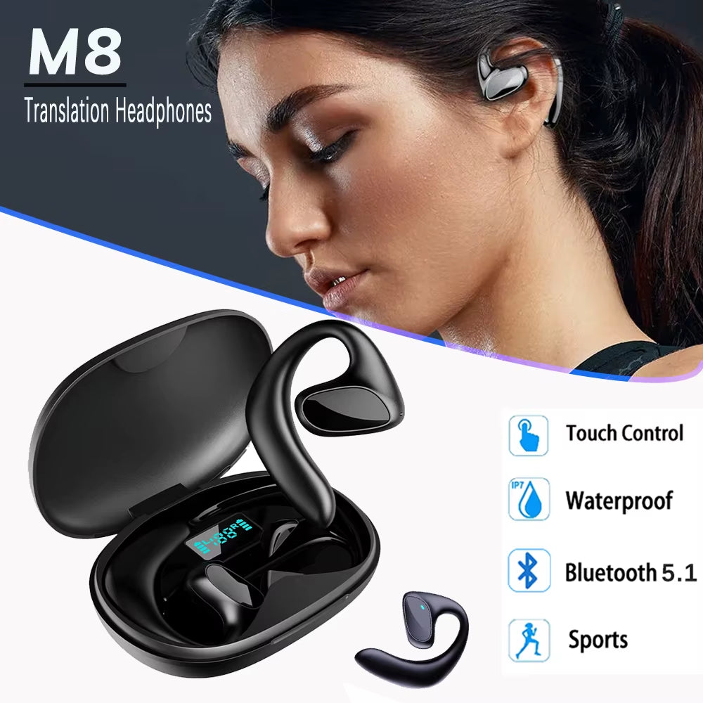 M8 Language Translator Earbuds Smart 144 Languages High Accuracy Wireless Bluetooth Two Way Translator Device