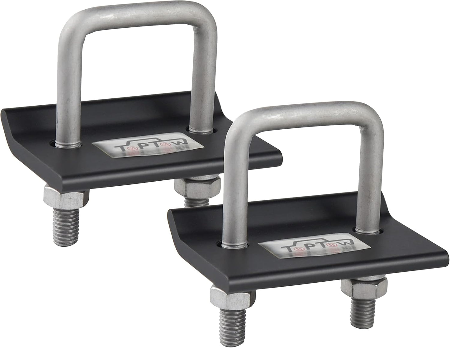 TOPTOW 64707 Trailer Hitch Tightener anti Rattle Clamp for 1.25 Inch and 2 Inch Receiver Hitches, Black Aluminum Stabilizer Plate, 2 Packs