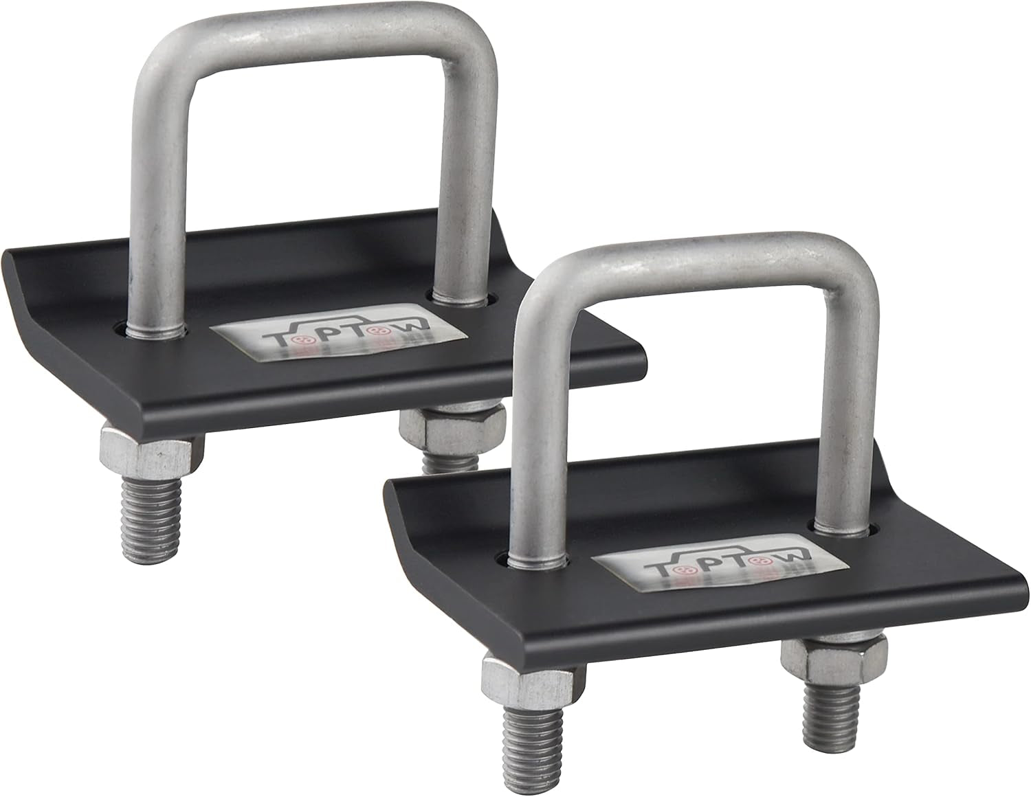 TOPTOW 64707 Trailer Hitch Tightener anti Rattle Clamp for 1.25 Inch and 2 Inch Receiver Hitches, Black Aluminum Stabilizer Plate, 2 Packs