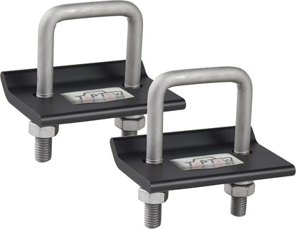 TOPTOW 64707 Trailer Hitch Tightener anti Rattle Clamp for 1.25 Inch and 2 Inch Receiver Hitches, Black Aluminum Stabilizer Plate, 2 Packs