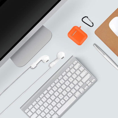 Coffea Protective Silicone Case with Keychain for Apple Airpods 1 & 2 (Front LED Not Visible) (Vibrant Orange)