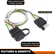 Trailer 4 Wire Plug 32" Inch 4 Pin Flat Wire Extension Male & Female Connector