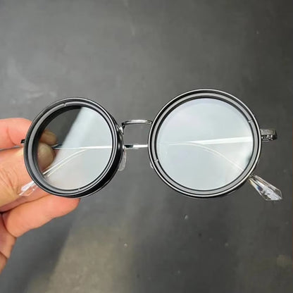 Rounded Polarized Sunglasses 1-9 Gears Adjustable Sun Glasses with ND Filter Lenses Glasses Trendy Eyewear for Men Women Driving