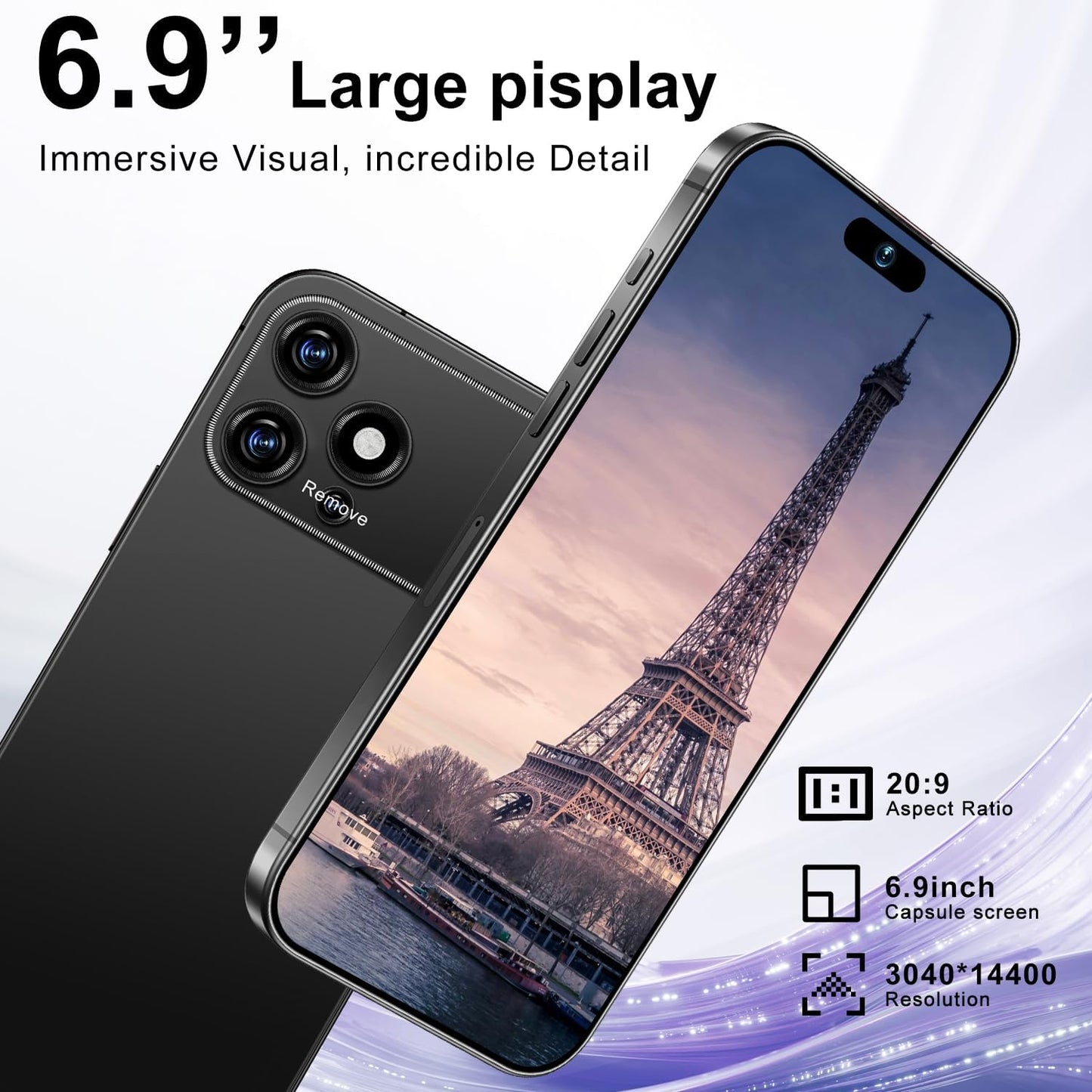 Proma X 17 Unlocked Smartphone - 6.99" HD Display, 5G Connectivity, 16+1TB Storage, 7000mAh Battery, 72+108MP Dual Camera, Fingerprint and Face ID Security, Dual SIM (Black)