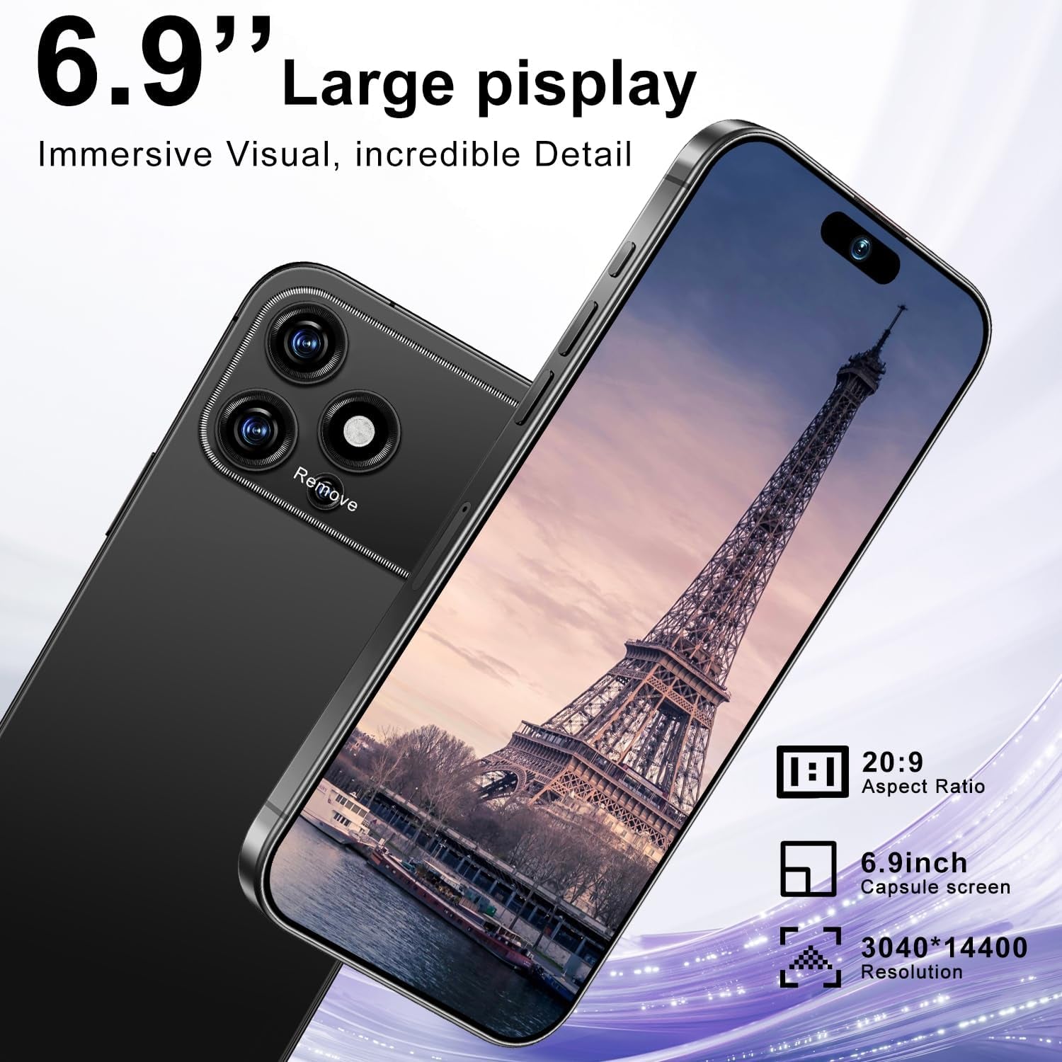 Proma X 17 Unlocked Smartphone - 6.99" HD Display, 5G Connectivity, 16+1TB Storage, 7000mAh Battery, 72+108MP Dual Camera, Fingerprint and Face ID Security, Dual SIM (Black)
