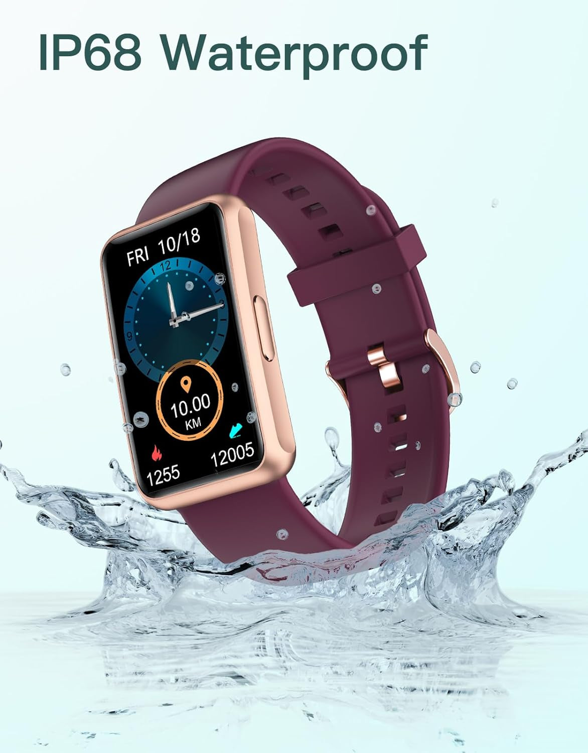 HUAKUA Fitness Tracker No Bluetooth No APP No Phone Needed, Fitness Watch for Men Women Parents IP68 Waterproof with Full Touch Screen Steps Calories Counter Sleep Tracker Alarm Clocks (Purple)