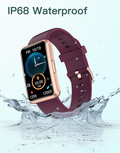 HUAKUA Fitness Tracker No Bluetooth No APP No Phone Needed, Fitness Watch for Men Women Parents IP68 Waterproof with Full Touch Screen Steps Calories Counter Sleep Tracker Alarm Clocks (Purple)