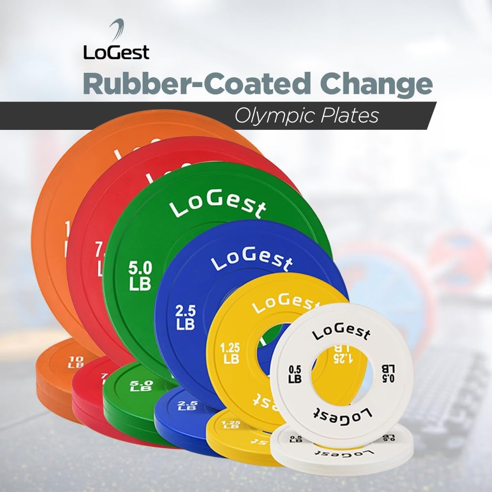 Logest Pair Olympic Plates - Barbell Weights Set of 2 Weight Plates for Olympic Bars Perfect for Strength Training Plates Exercise Balance Increase Available in 0.50LB 1.25LB 2.5LB 5LB 7.5LB 10LB Weight Plate