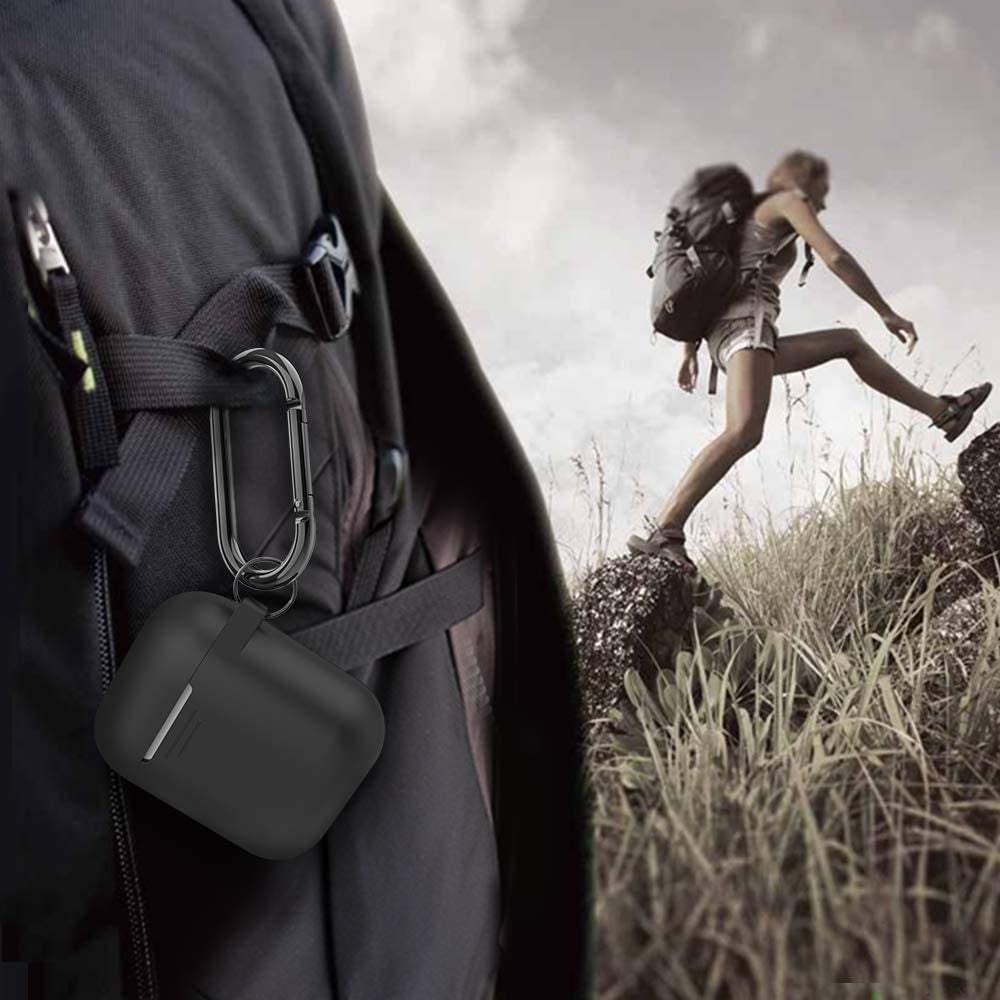 Ahastyle Upgrade Silicone Case Protective Cover [Front LED Visible] Compatible with Apple Airpods 2 & 1 (Black)