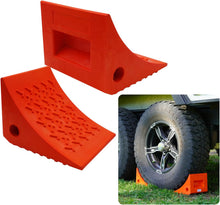 SECURITYMAN Heavy Duty Wheel Chocks (2 Pack) - Durable, Non-Slip, Solid Rubber Wheel Chocks for Boat Trailers, RV, Truck, Camper - Perfect on All Surfaces and in All Weather - Orange…