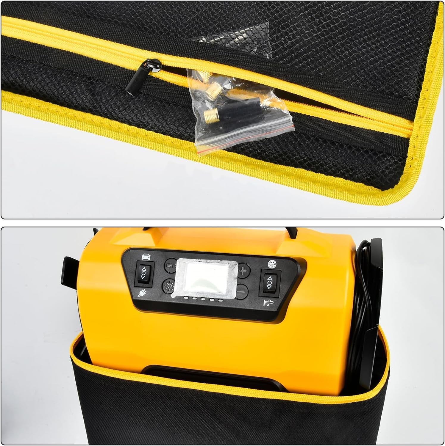 Air Compressor Storage Bag Compatible with Astroai Tire Inflator for Car Tire Pump 150PSI 12V DC/110V AC, Air Pump Carrying Case Holder for Lighter Extension Cord and Batteries (Black)