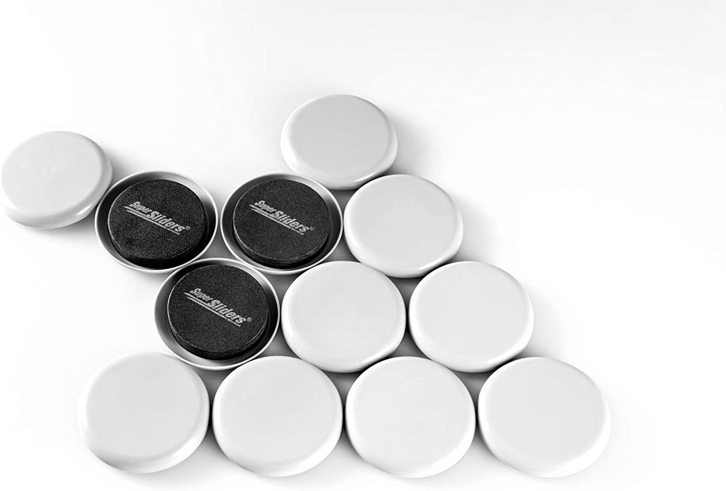 Super Sliders 2 1/2" round Reusable Furniture Sliders- Easily Move Small to Medium Sized Items across Carpet 8 Pack Gray