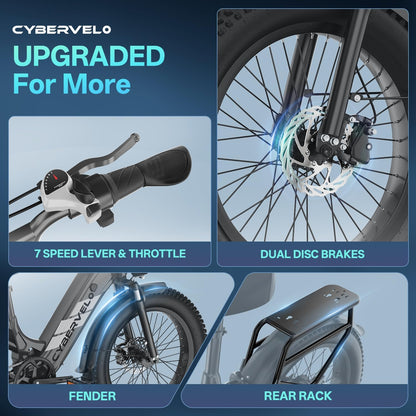 Electric Bike for Adults, 48V 20Ah, 20" X4.0 Fat Tire Step-Thru E-Bike, up to 30+ MPH, 80-Mile Range, Removable Battery, Carry Small Passenger, Ebike for Snow, Mountains, Road UL Certified