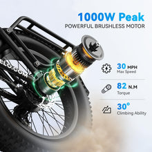 Electric Bike for Adults, 48V 20Ah, 20" X4.0 Fat Tire Step-Thru E-Bike, up to 30+ MPH, 80-Mile Range, Removable Battery, Carry Small Passenger, Ebike for Snow, Mountains, Road UL Certified