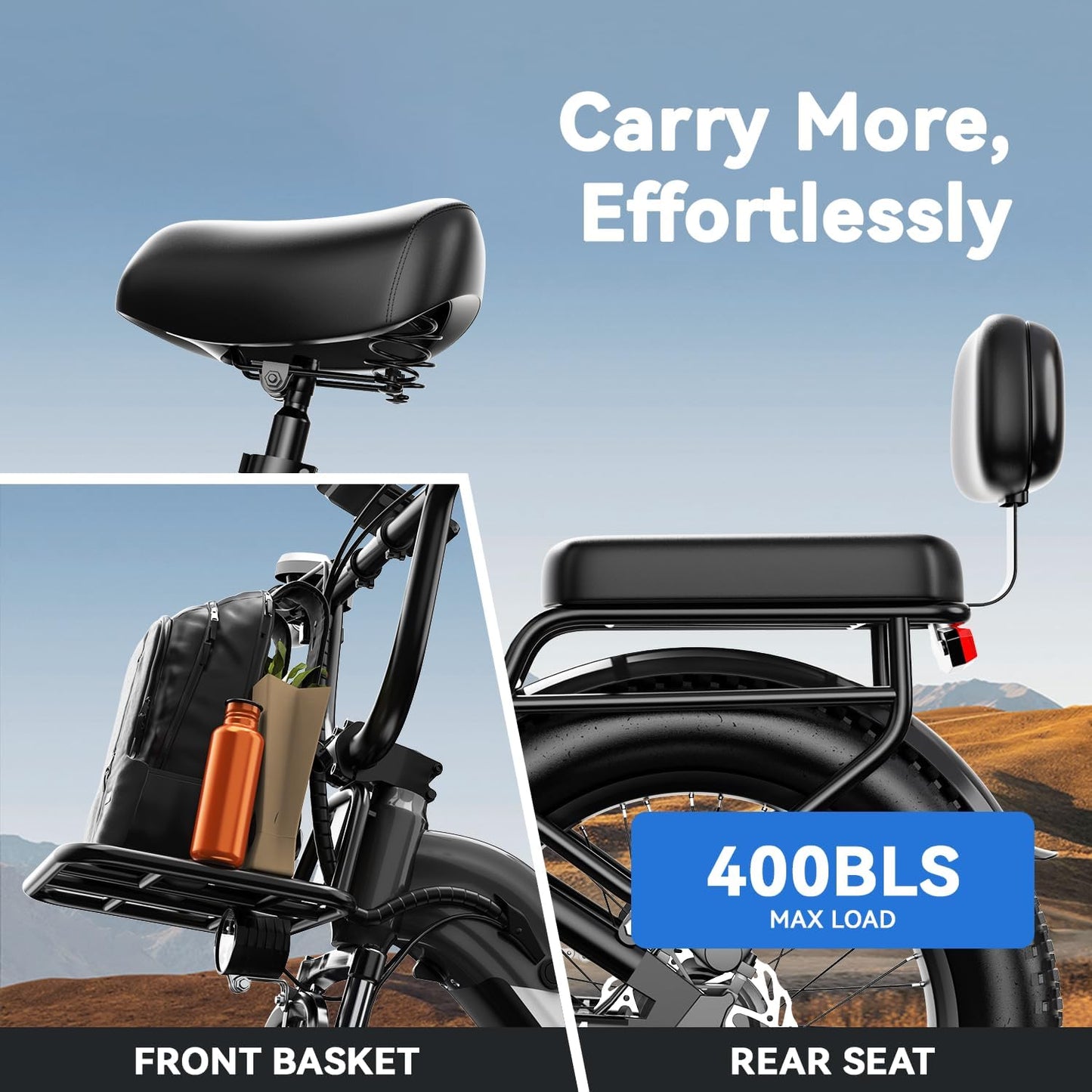 Electric Bike for Adults, 48V 20Ah, 20" X4.0 Fat Tire Step-Thru E-Bike, up to 30+ MPH, 80-Mile Range, Removable Battery, Carry Small Passenger, Ebike for Snow, Mountains, Road UL Certified